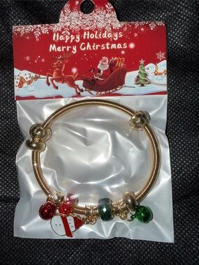 Holiday Charm Bracelet in Gold & Red NWT